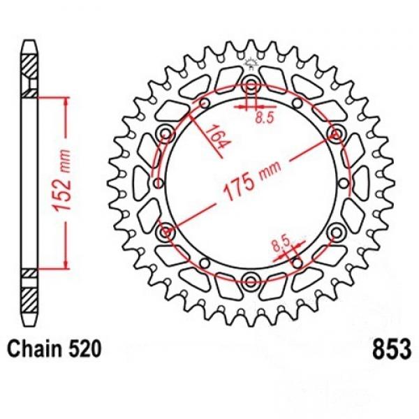 Alu Kettenrad 47 Zähne Teilung 520 silber