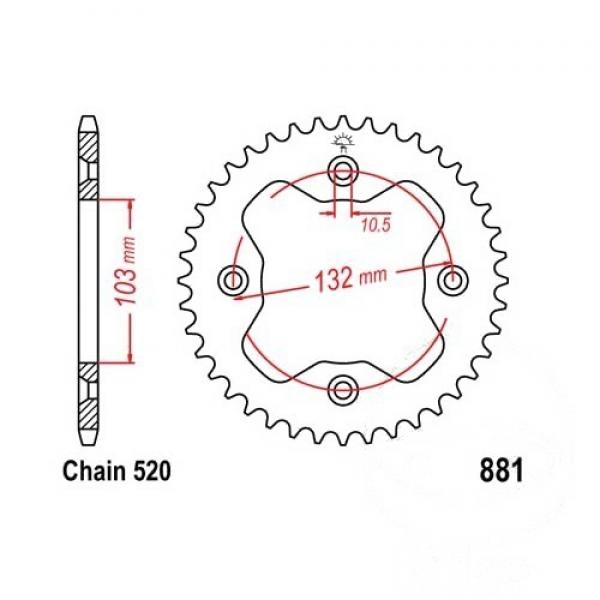 Alu Kettenrad 38 Zähne Teilung 520 silber