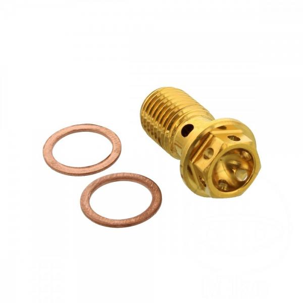 Hohlschraube einfach M10 x 1.25 Edelstahl V4A Racing gold Pro Bolt