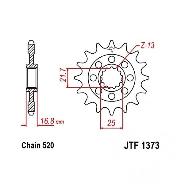Racing-Ritzel 17Z Teilung 520 feinverzahnt Innendurchmesser 21.7/25