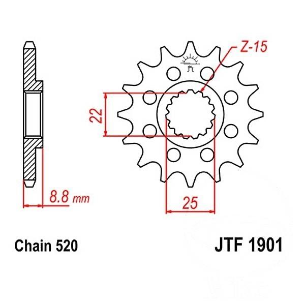 Ritzel 11Z Teilung 520 feinverzahnt Innendurchmesser 22/25