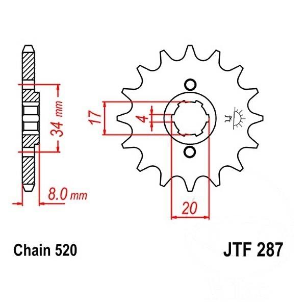 Ritzel 13Z Teilung 520 grobverzahnt 4 Innendurchmesser 17/20