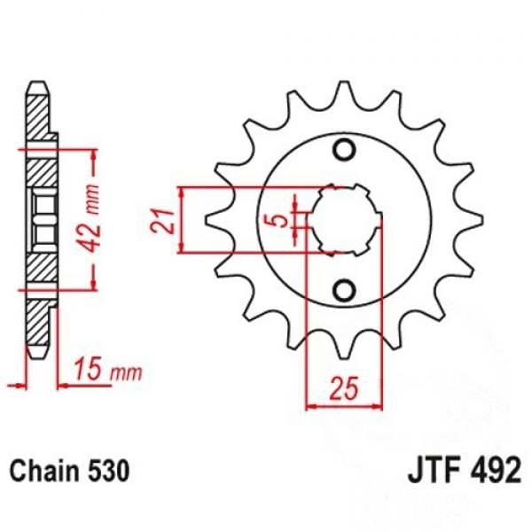 Ritzel 14Z Teilung 530 grobverzahnt 5 Innendurchmesser 21/25