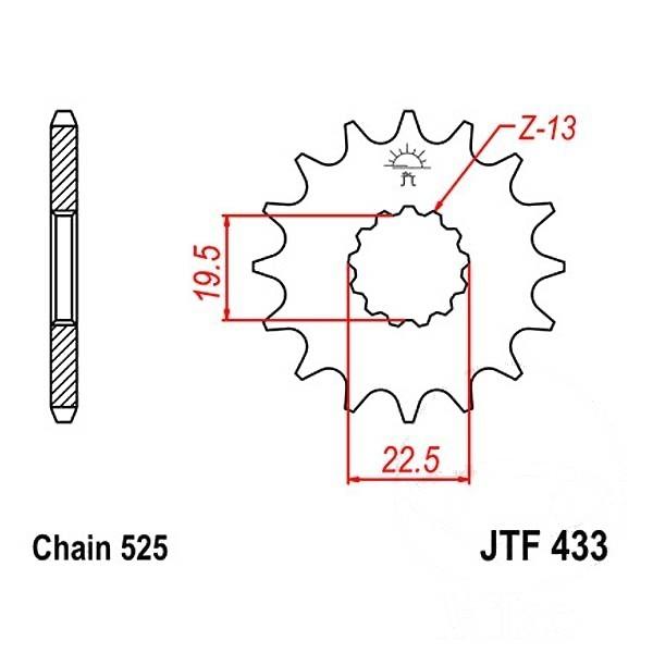 Ritzel 15Z Teilung 525 feinverzahnt Innendurchmesser 19.5/22