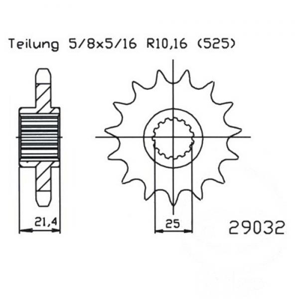 Ritzel 16Z Teilung 525 feinverzahnt Innendurchmesser 25/28