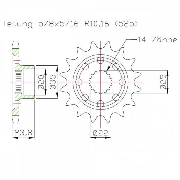 Racing-Ritzel 17Z Teilung 525