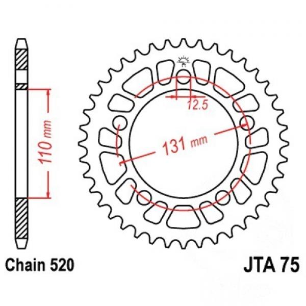 Alu-Kettenrad 44Z Teilung 520 silber JT Innendurchmesser 110 Lochkreis 131