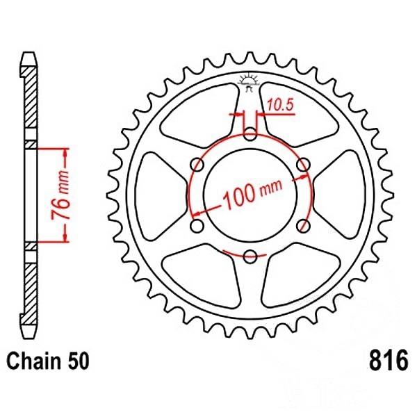 Kettenrad 39Z Teilung 530 Innendurchmesser 076 Lochkreis 100