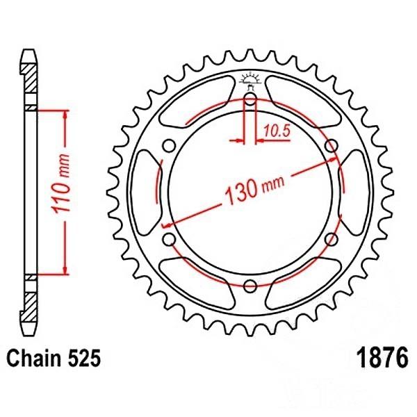 Kettenrad 43Z Teilung 525 Innendurchmesser 110 Lochkreis 130