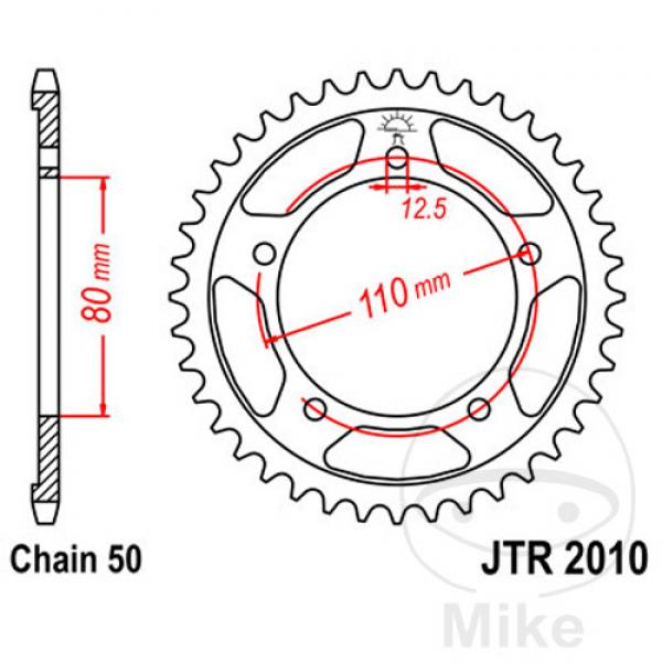 Kettenrad 44Z Teilung 530 Innendurchmesser 080 Lochkreis 110