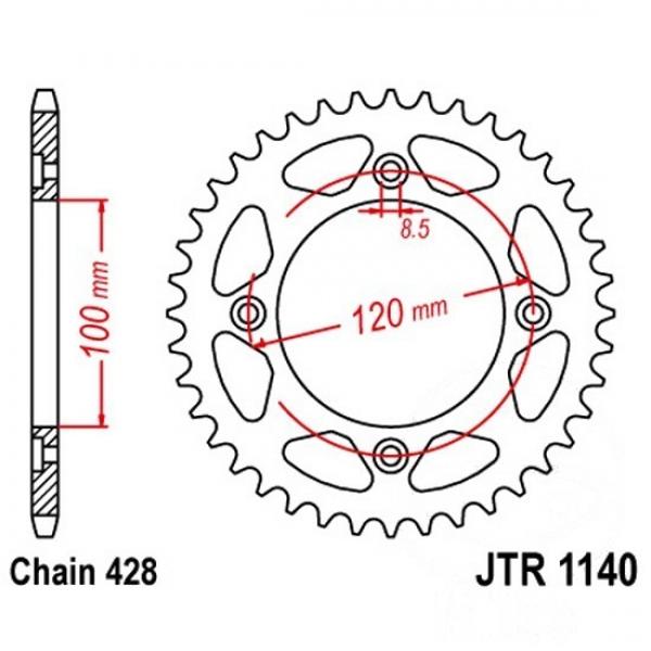 Kettenrad 54Z Teilung 428 Innendurchmesser 100 Lochkreis 120