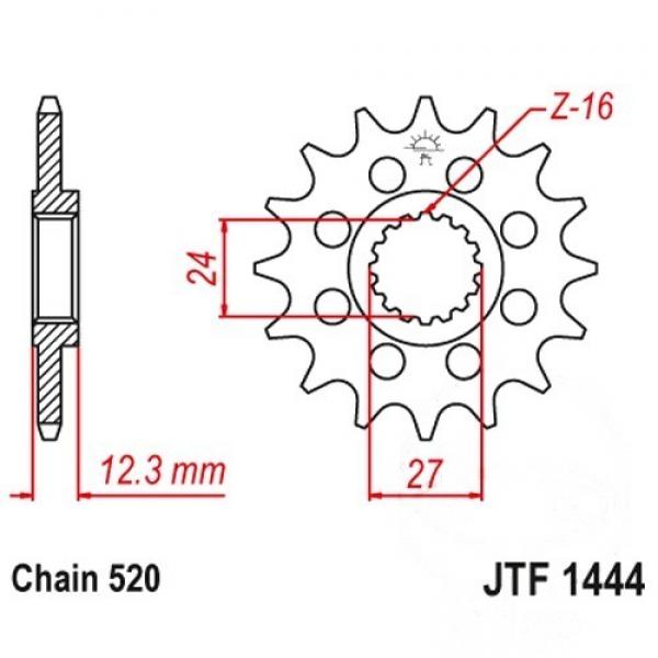Racing-Ritzel 15Z Teilung 520 feinverzahnt Innendurchmesser 24/27