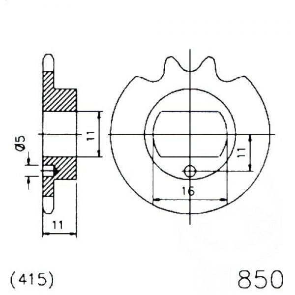 Ritzel 11Z Teilung 415 LANGLOCH 11/16