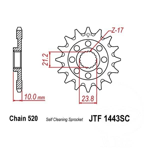 Racing-Ritzel 13Z Teilung 520 feinverzahnt Innendurchmesser 21.2/23.8