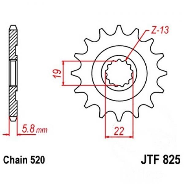 Ritzel 13Z Teilung 520 feinverzahnt Innendurchmesser 19/22