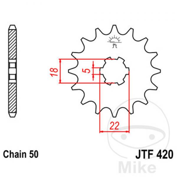Ritzel 15Z Teilung 530 grobverzahnt 5 Innendurchmesser 18/22
