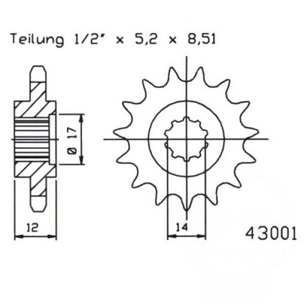 Ritzel 10Z Teilung 420 feinverzahnt Innendurchmesser 14/16.5