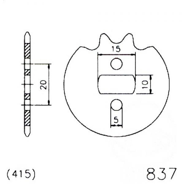 Ritzel 13Z Teilung 415 LANGLOCH 10/1