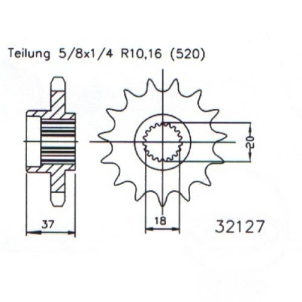 Ritzel 18Z Teilung 520 feinverzahnt Innendurchmesser 21.4/25