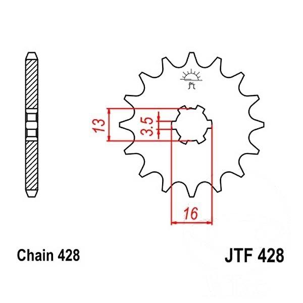 Ritzel 12Z Teilung 428 grobverzahnt 3.5 Innendurchmesser 13/16