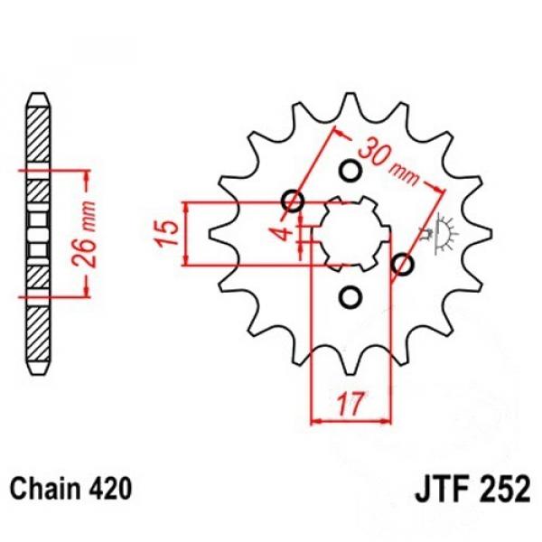 Ritzel 13Z Teilung 420 grobverzahnt 6 Innendurchmesser 15/17