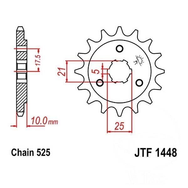 Ritzel 13Z Teilung 525 grobverzahnt 5 Innendurchmesser 21/25