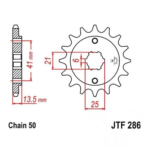 Ritzel 16Z Teilung 530 grobverzahnt 6 Innendurchmesser 21/25