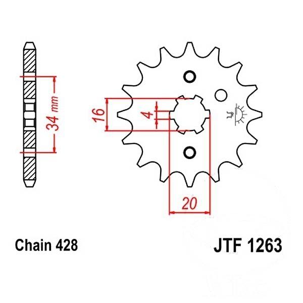 Ritzel 17Z Teilung 428 grobverzahnt 4 Innendurchmesser 16/20