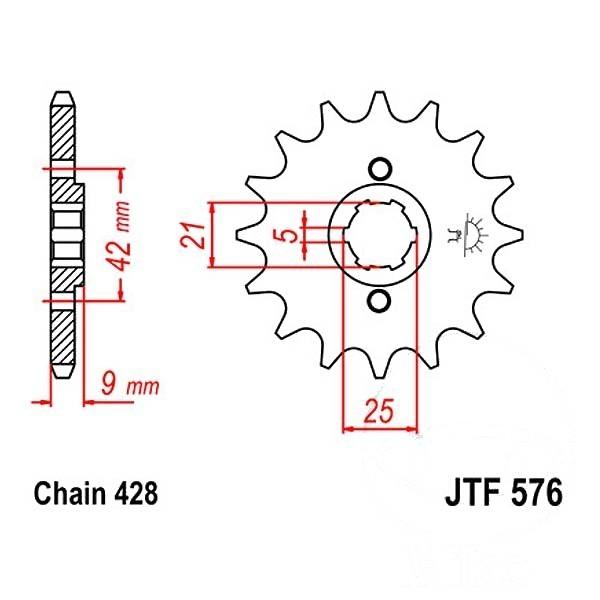 Ritzel 17Z Teilung 428 grobverzahnt 5 Innendurchmesser 21/25