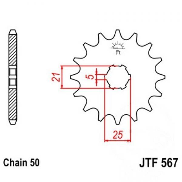 Ritzel 18Z Teilung 530 grobverzahnt 6 Innendurchmesser 21/25