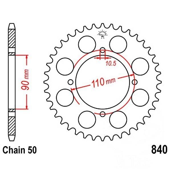 Kettenrad 35Z Teilung 530 Innendurchmesser 090 Lochkreis 110