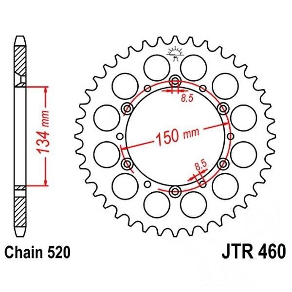 Kettenrad 44Z Teilung 520 Innendurchmesser 134 Lochkreis 150