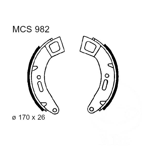 Bremsbacken hinten TRW Lucas MCS982 ohne Federn