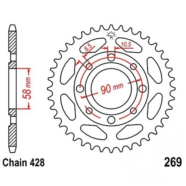 Kettenrad Stahl Teilung 428, Zähne 41