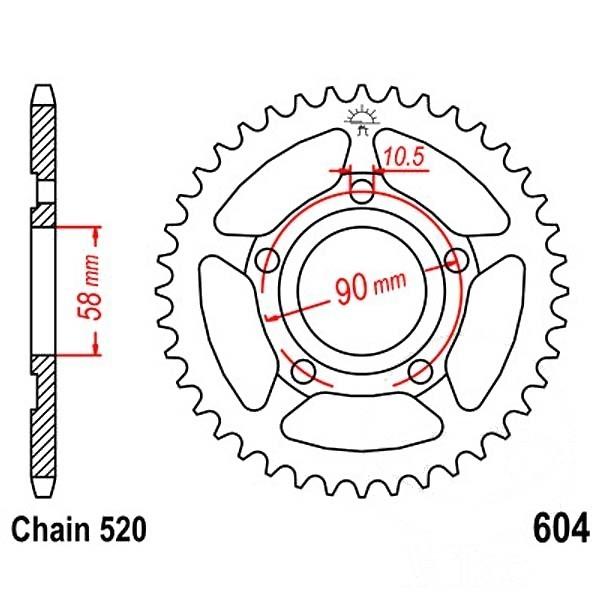 Kettenrad Stahl Teilung 520, Zähne 38