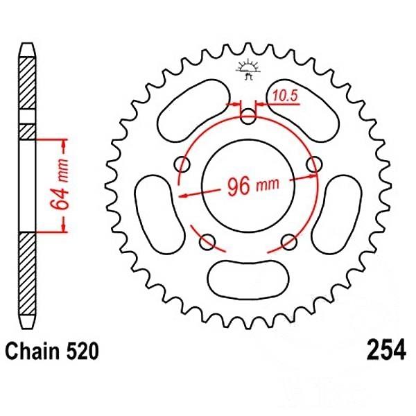 Kettenrad Stahl Teilung 520, Zähne 37