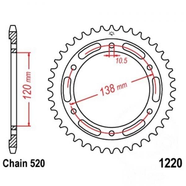 Kettenrad Stahl Teilung 520, Zähne 38