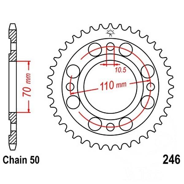 Kettenrad Stahl Teilung 530, Zähne 36