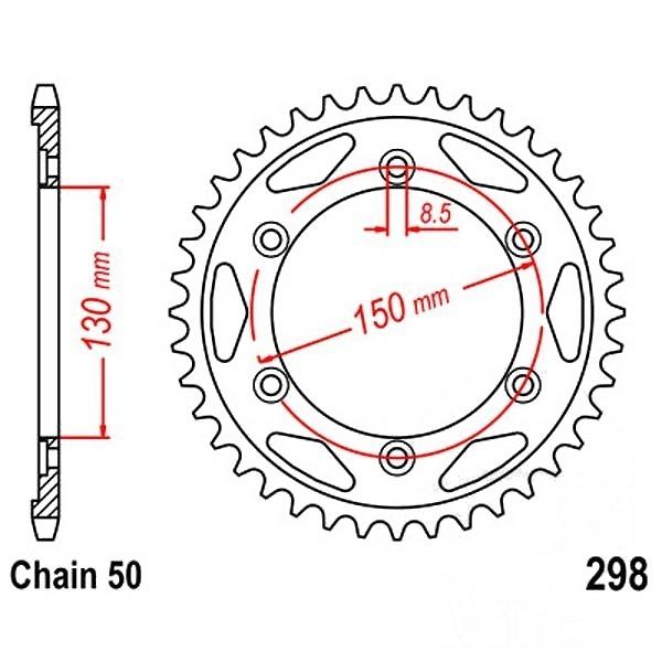 Kettenrad Stahl Teilung 530, Zähne 40