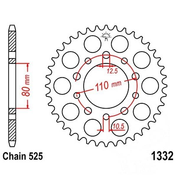 Kettenrad Stahl Teilung 525, Zähne 36