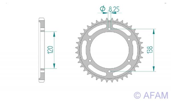 Kettenrad Stahl Teilung 525, Zähne 42