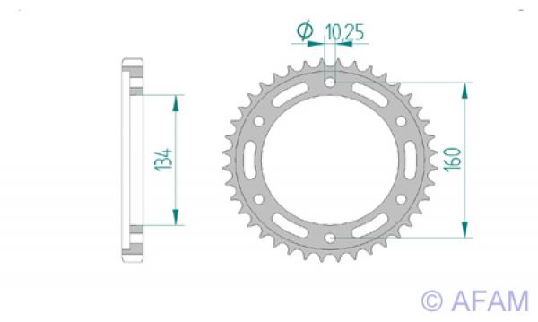 Kettenrad Stahl Teilung 530, Zähne 43