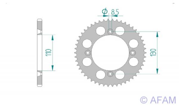 Kettenrad Alu Teilung 420, Zähne 50