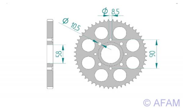 AFAM Kettenrad Alu Teilung 428, Zähne 55