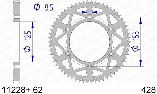 AFAM Schlamm Kettenrad Alu, rot, Teilung 428, Zähne 62