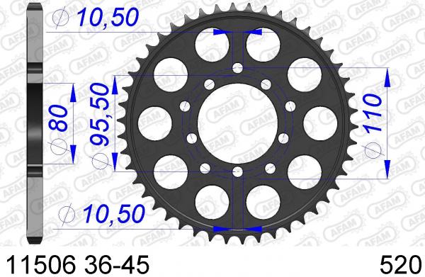 AFAM Kettenrad Alu Teilung 520, Zähne 36