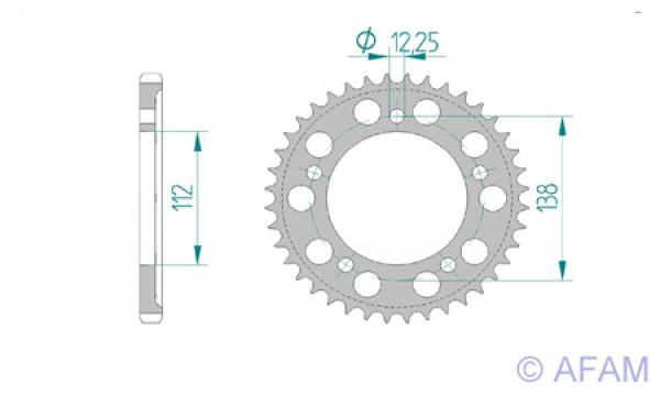 AFAM Kettenrad Alu Teilung 525, Zähne 44