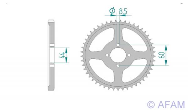 Kettenrad Stahl Teilung 428, Zähne 49