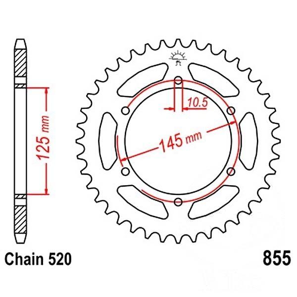 Kettenrad Stahl Teilung 520, Zähne 45