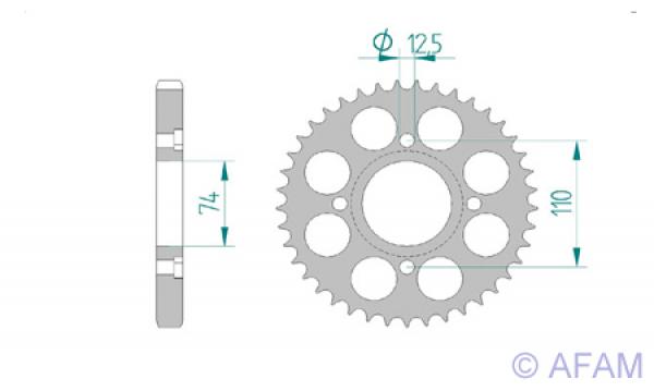 Kettenrad Stahl Teilung 530, Zähne 43